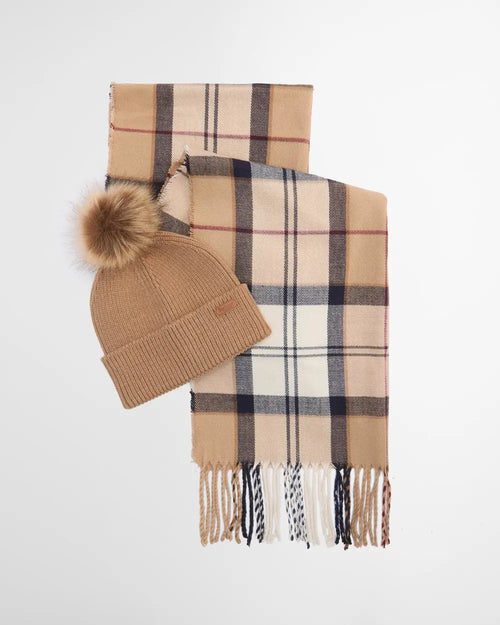 Barbour Set Regalo Sciarpa/Cappello Cammello Donna-2