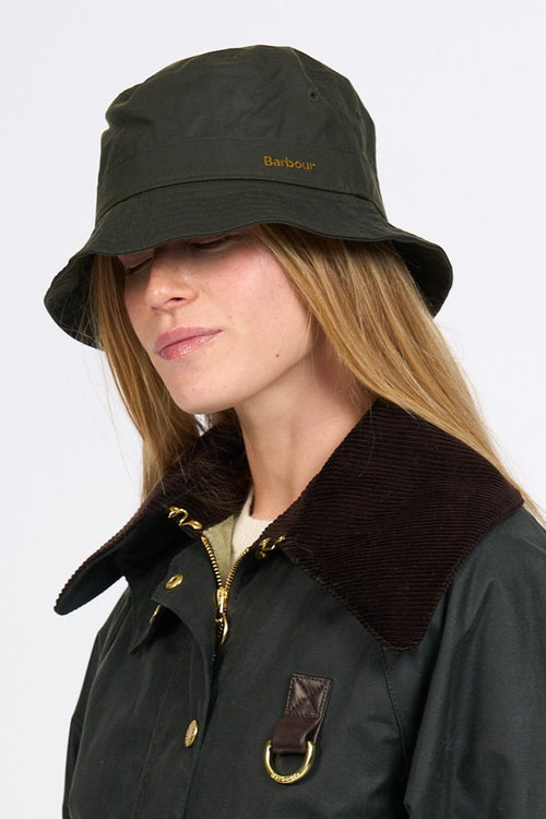 Barbour Cappello Pioggia BELSAY Donna in cotone cerato oliva-2