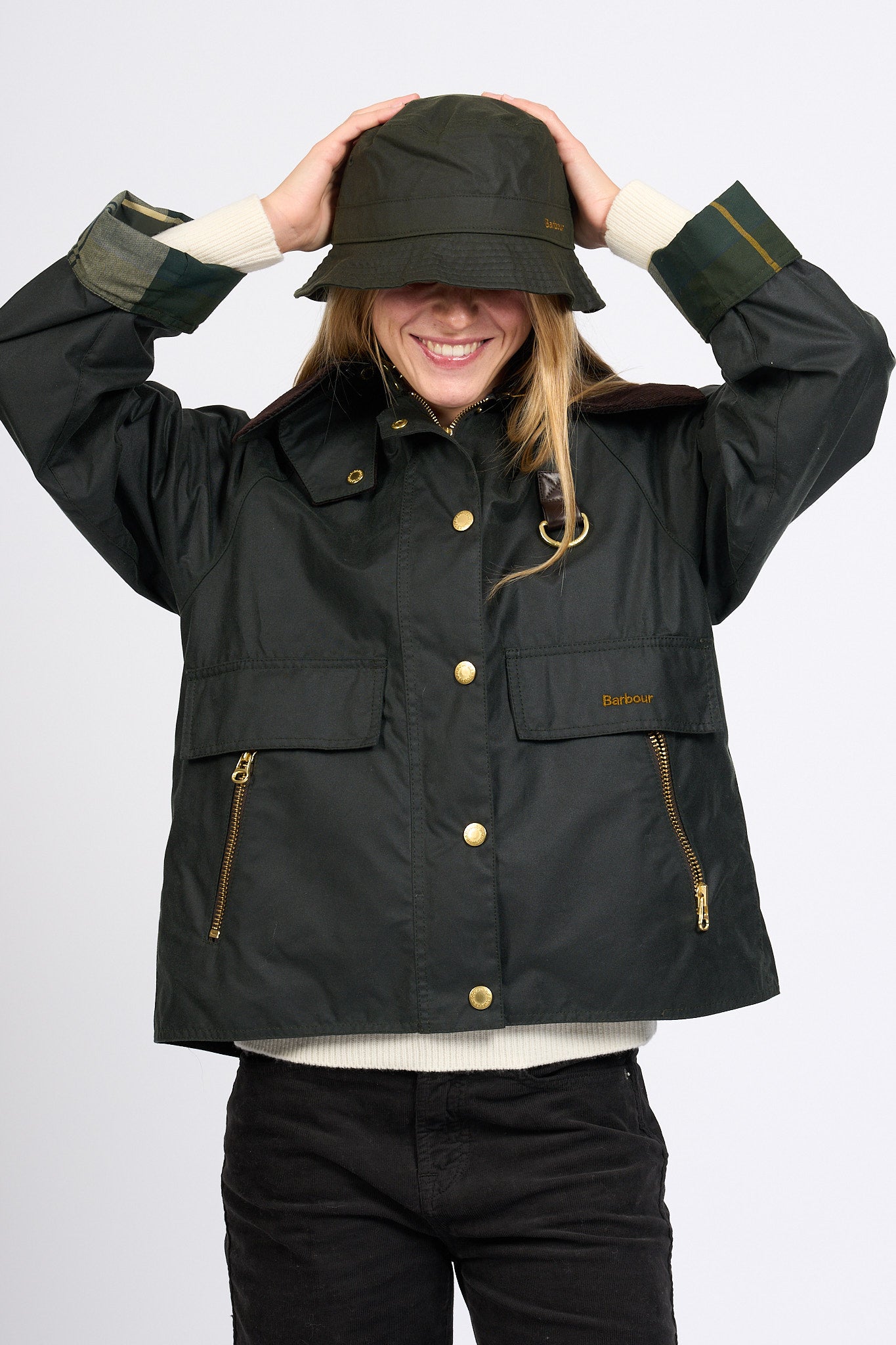 Barbour Belsay Rain Hat Olive Women-1