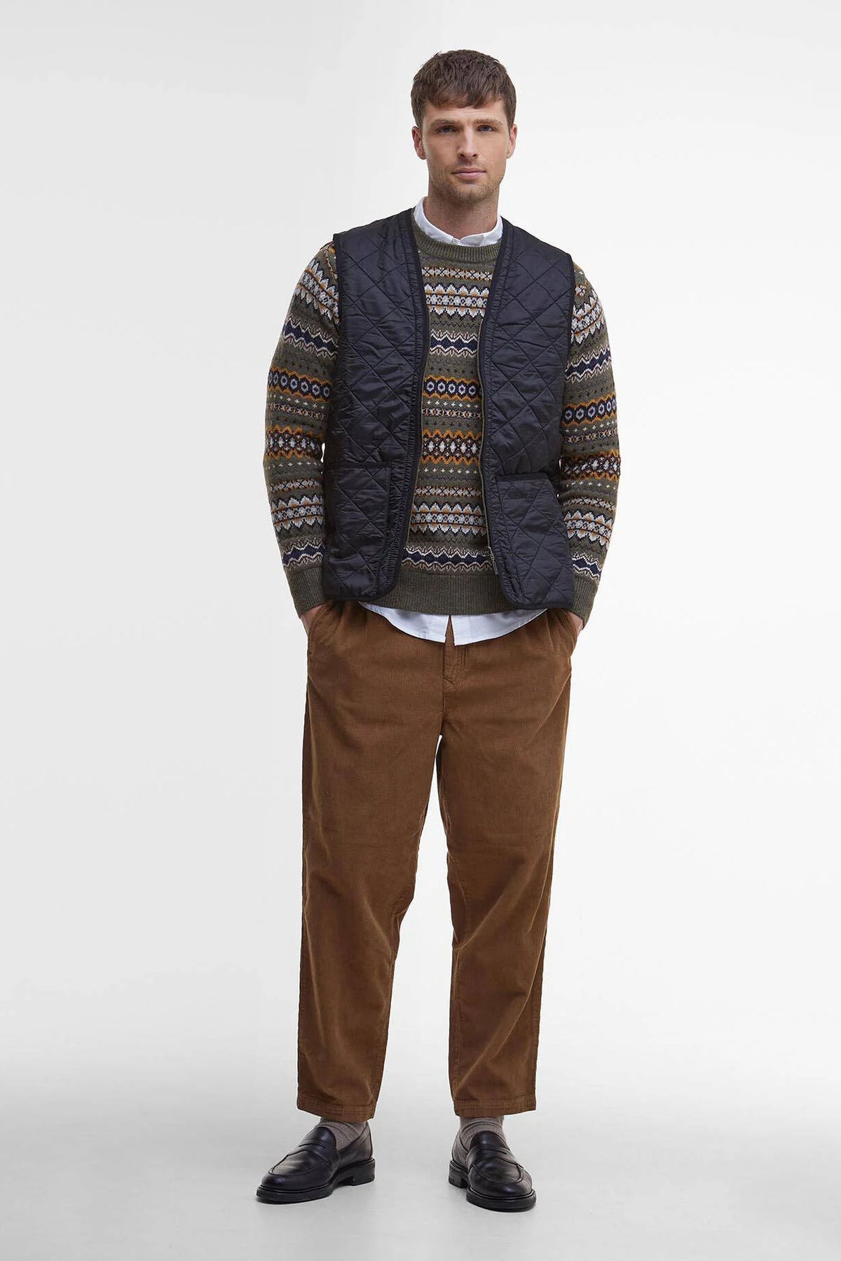Barbour Gilet Polarquilt Nero Uomo trapuntato a rombi-3