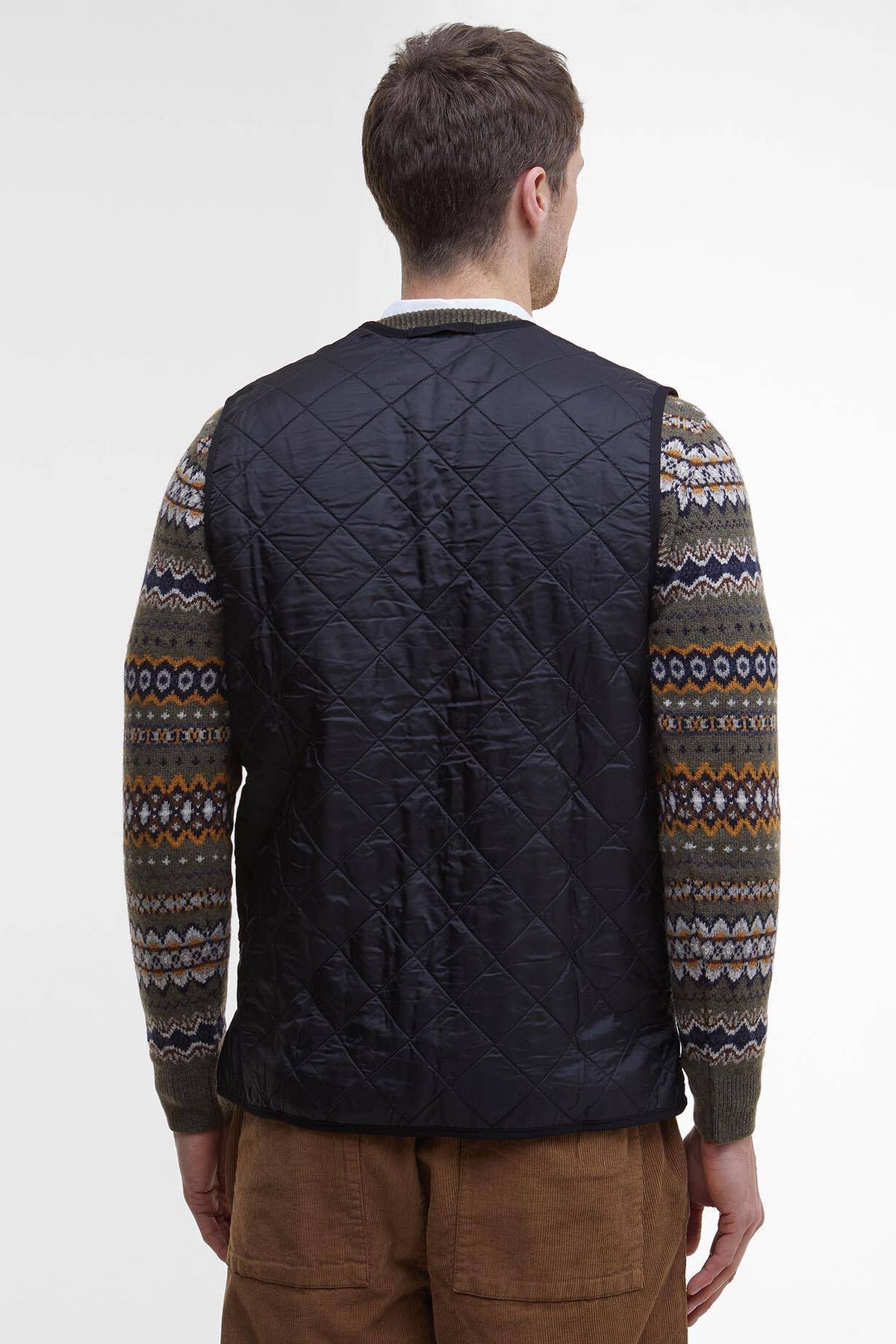 Barbour Gilet Polarquilt Nero Uomo trapuntato a rombi-4