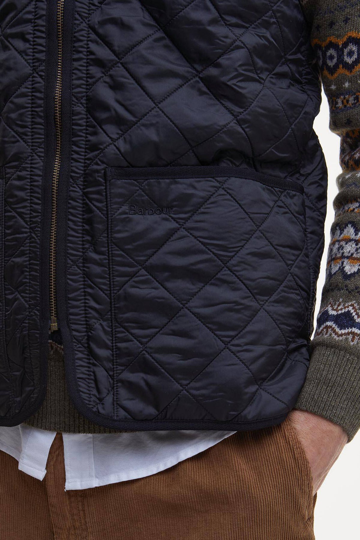 Barbour Gilet Polarquilt Nero Uomo trapuntato a rombi-6