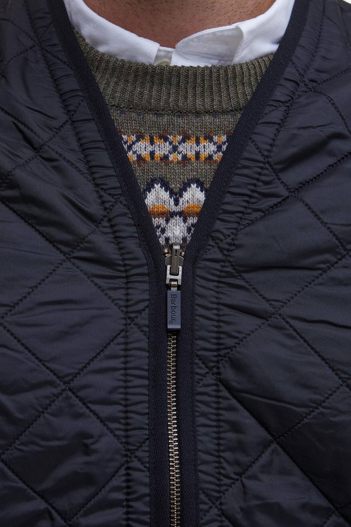 Barbour Gilet Polarquilt Nero Uomo trapuntato a rombi-7