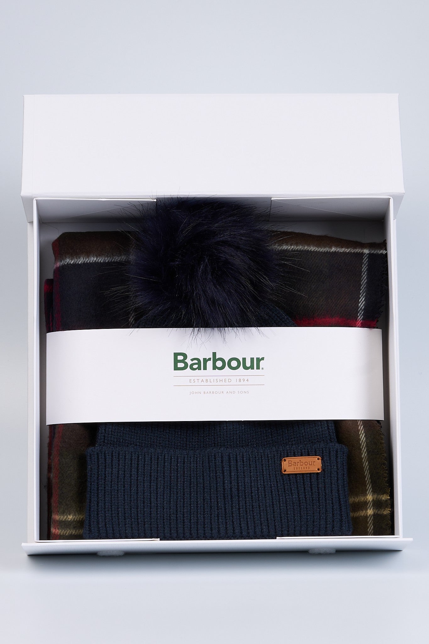 Barbour Scarf/Hat Blue/Green Women-1