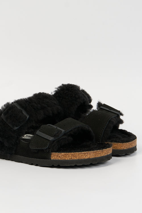 Birkenstock Arizona Teddy Slipper Black Women-2