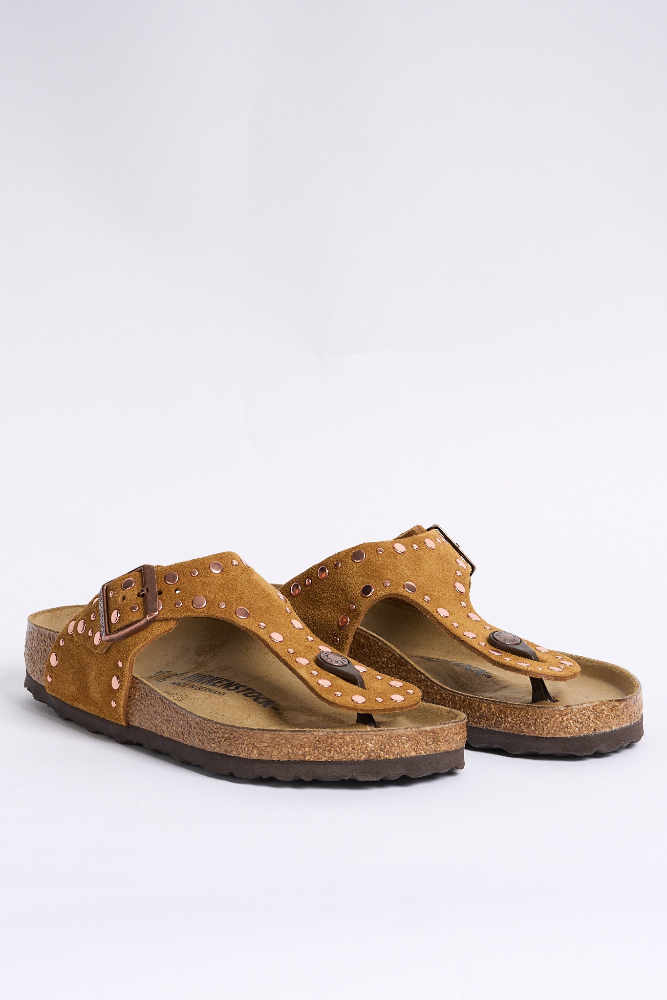Birkenstock Infradito Gizeh Borchie Cognac Donna-4