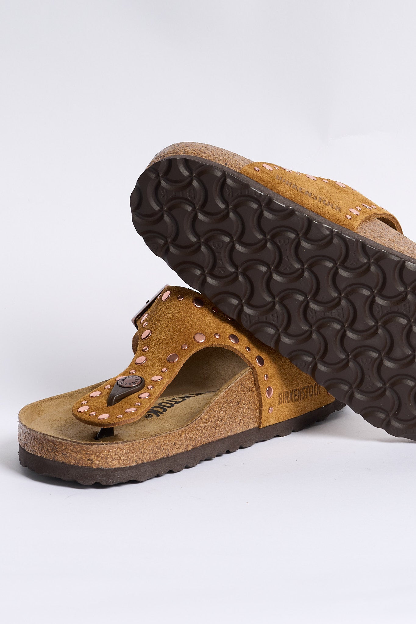 Birkenstock Infradito Gizeh Borchie Cognac Donna-7