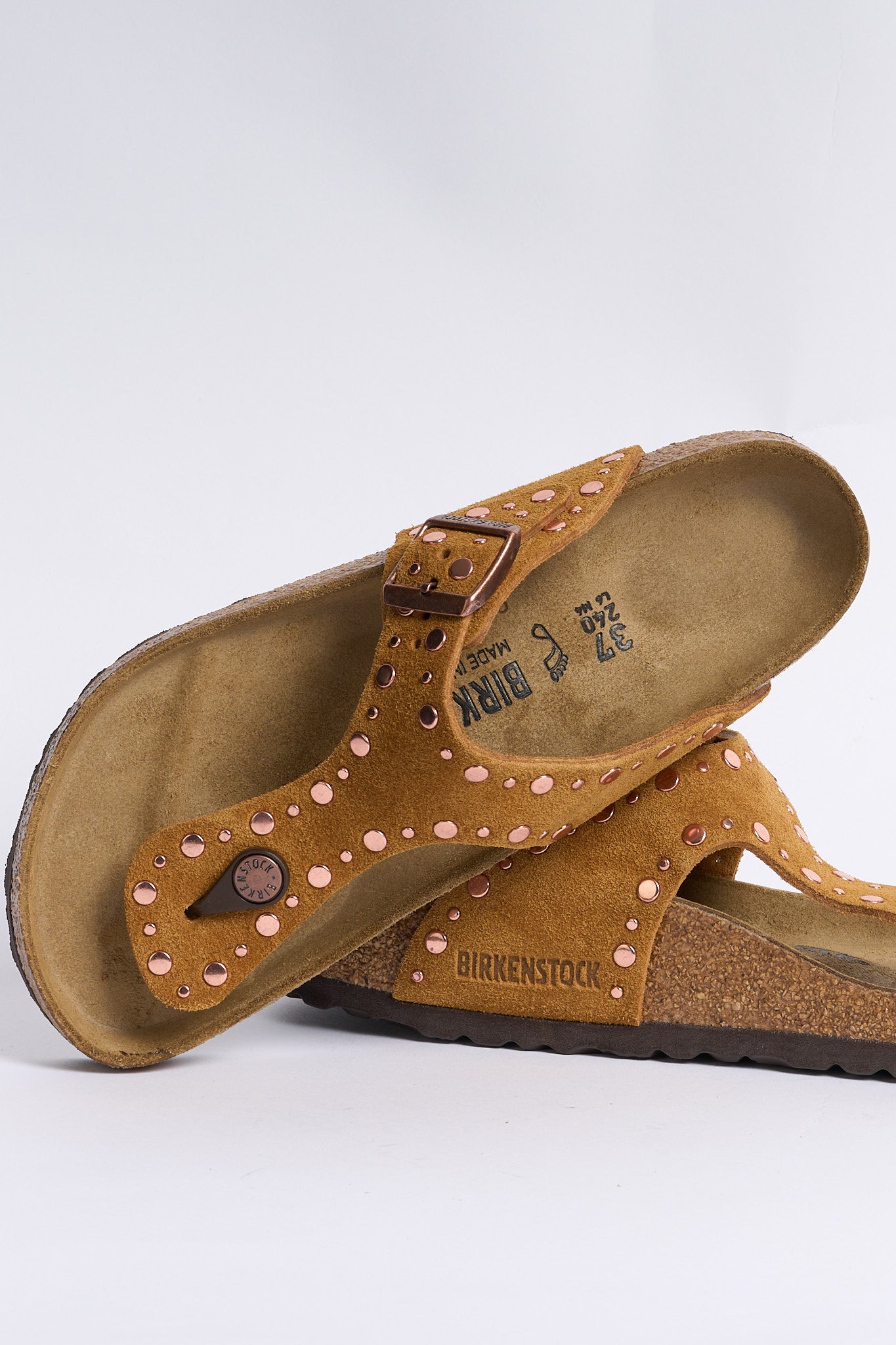 Birkenstock Infradito Gizeh Borchie Cognac Donna-2
