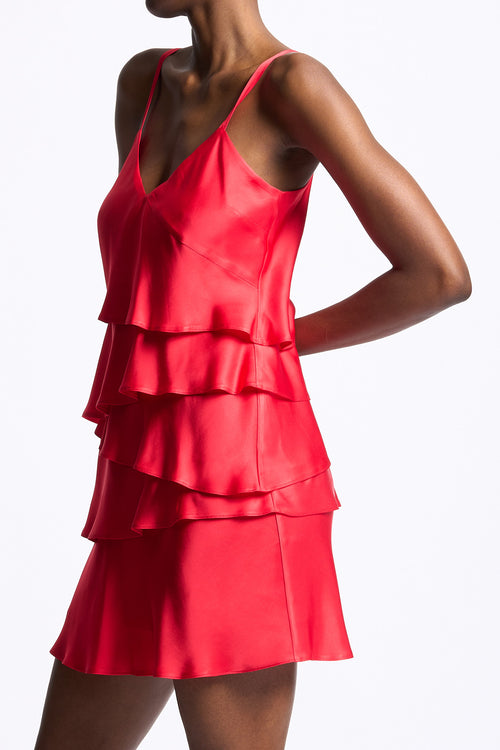 Blugirl Abitino in Raso con Balze Rosso Donna-2