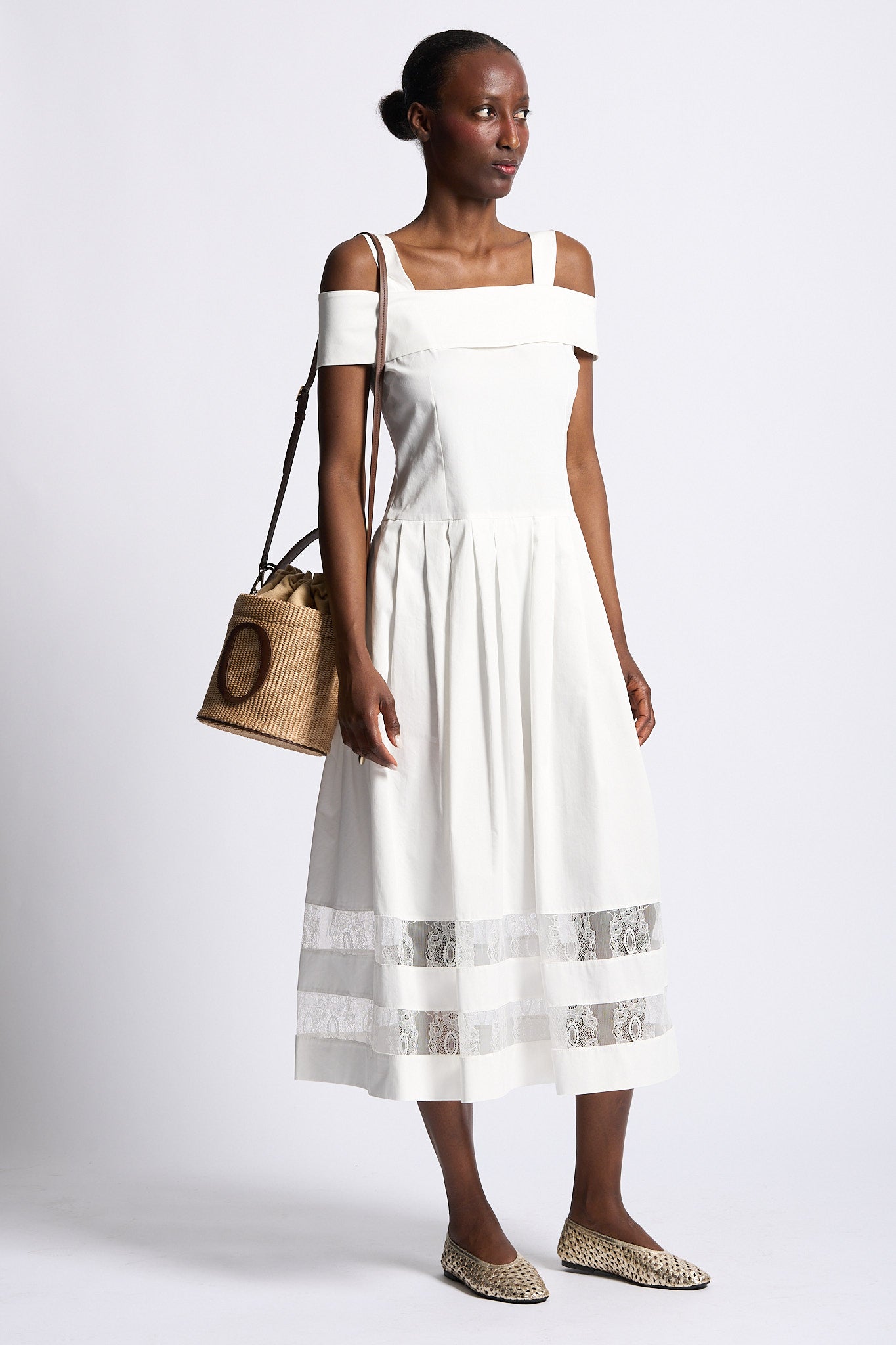 Blugirl Abito Popeline e Pizzo Bianco Donna-7