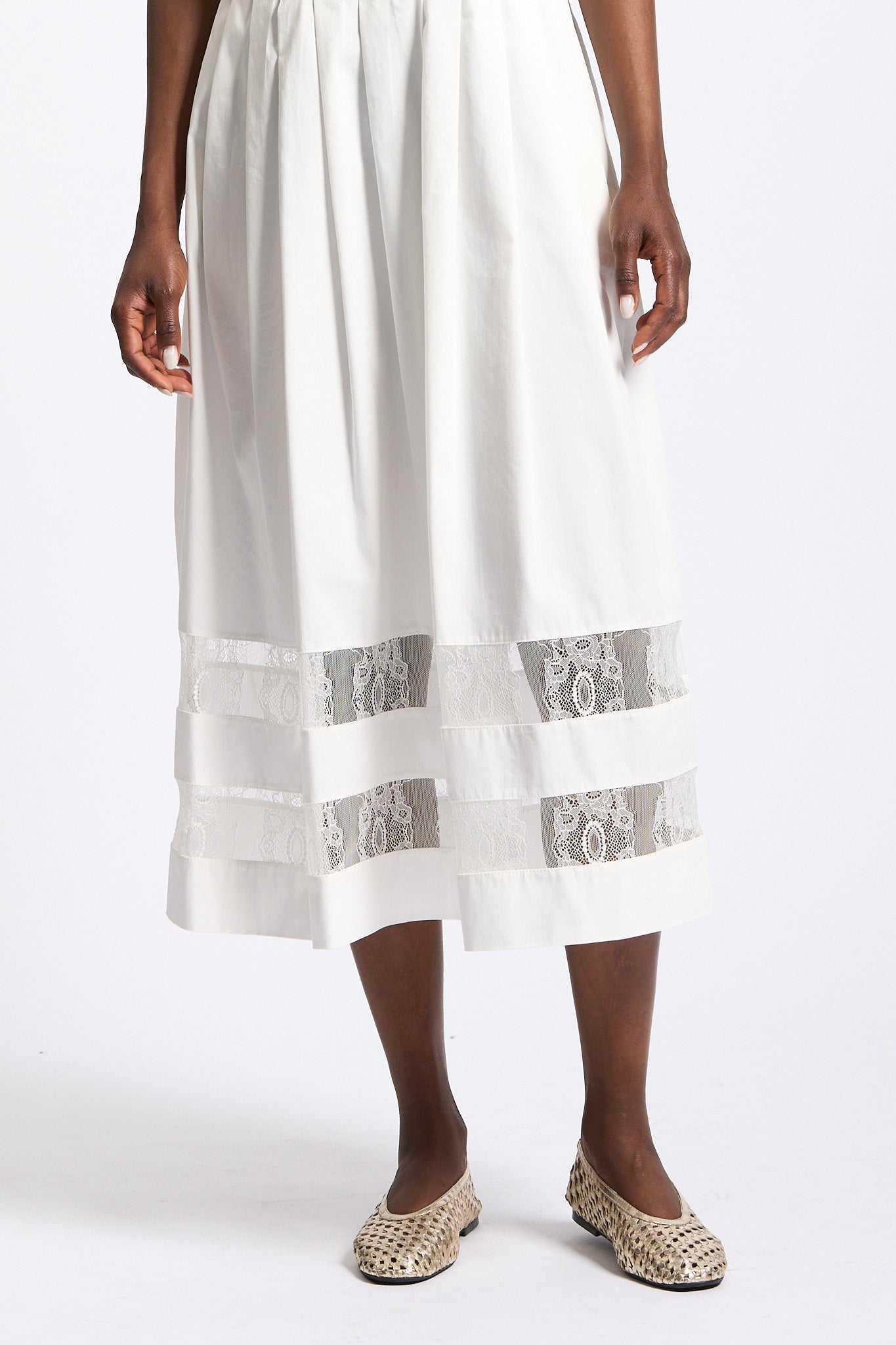 Blugirl Abito Popeline e Pizzo Bianco Donna-4