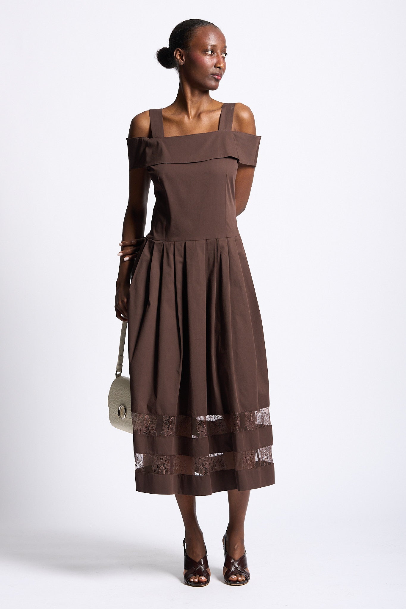 Blugirl Abito Popeline e Pizzo Cioccolato Donna-1