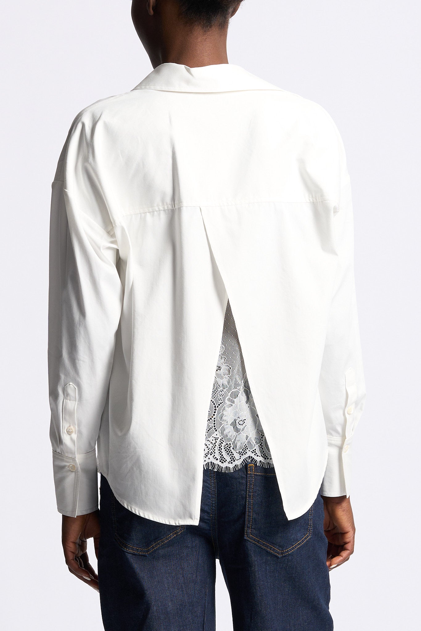 Blugirl Camicia con Pizzo sul Retro Bianco Donna-6