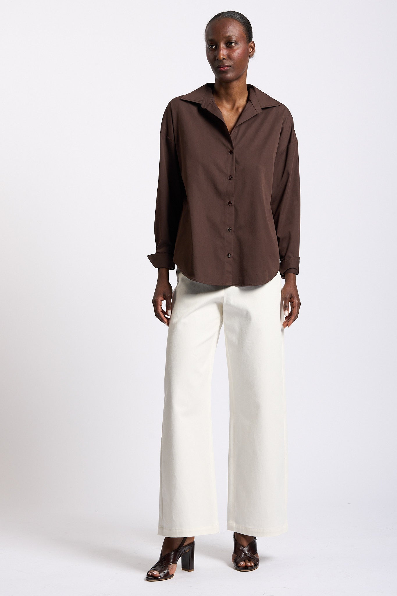 Blugirl Camicia con Pizzo sul Retro Cioccolato Donna-3