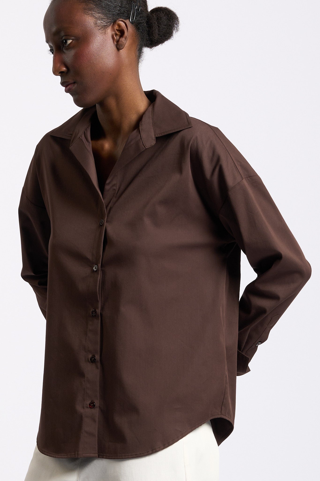 Blugirl Camicia con Pizzo sul Retro Cioccolato Donna-4