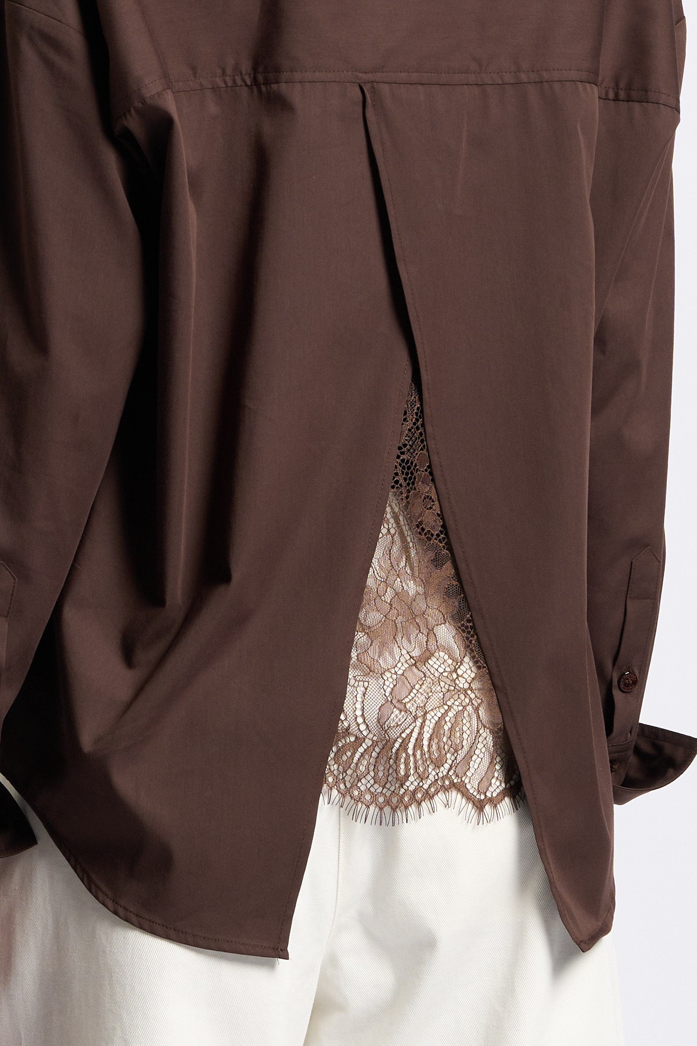 Blugirl Camicia con Pizzo sul Retro Cioccolato Donna-5
