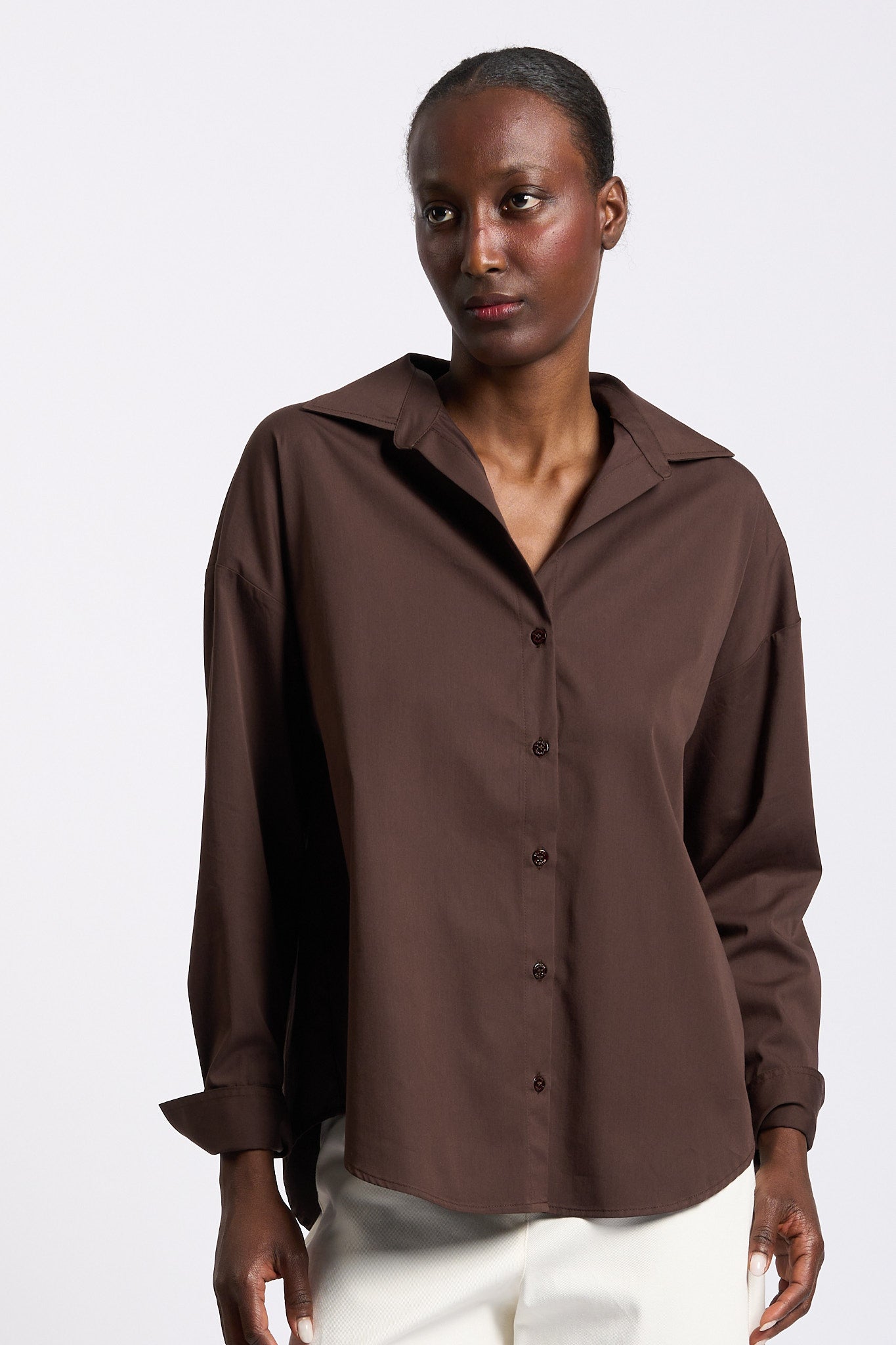 Blugirl Camicia con Pizzo sul Retro Cioccolato Donna-2