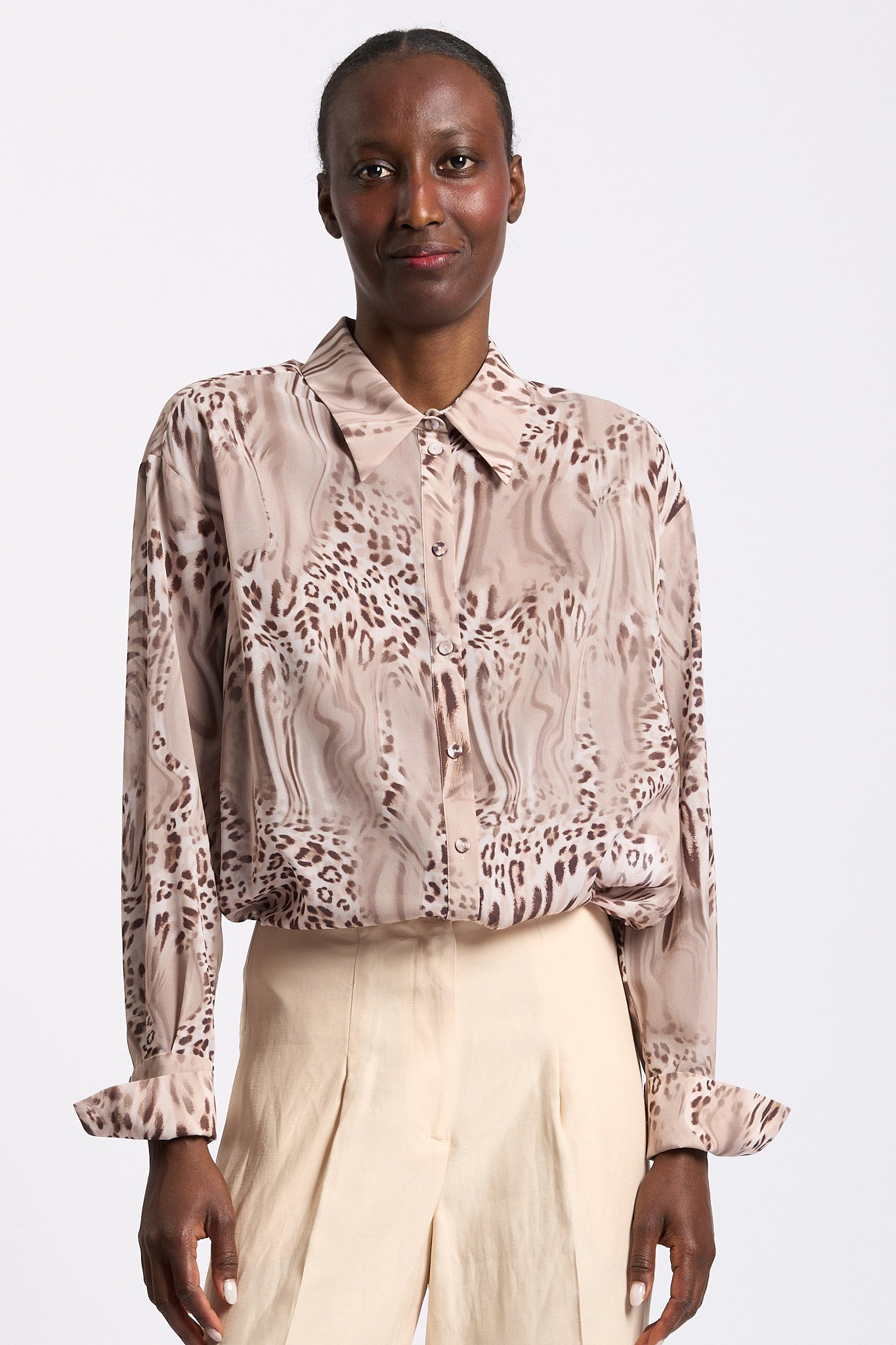 Blugirl Camicia in Seta Animalier Donna-1