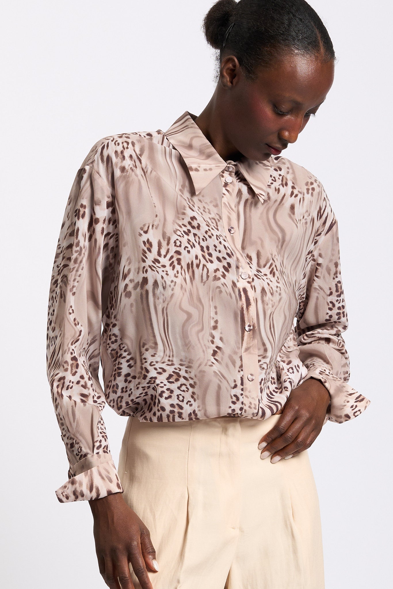 Blugirl Camicia in Seta Animalier Donna-7