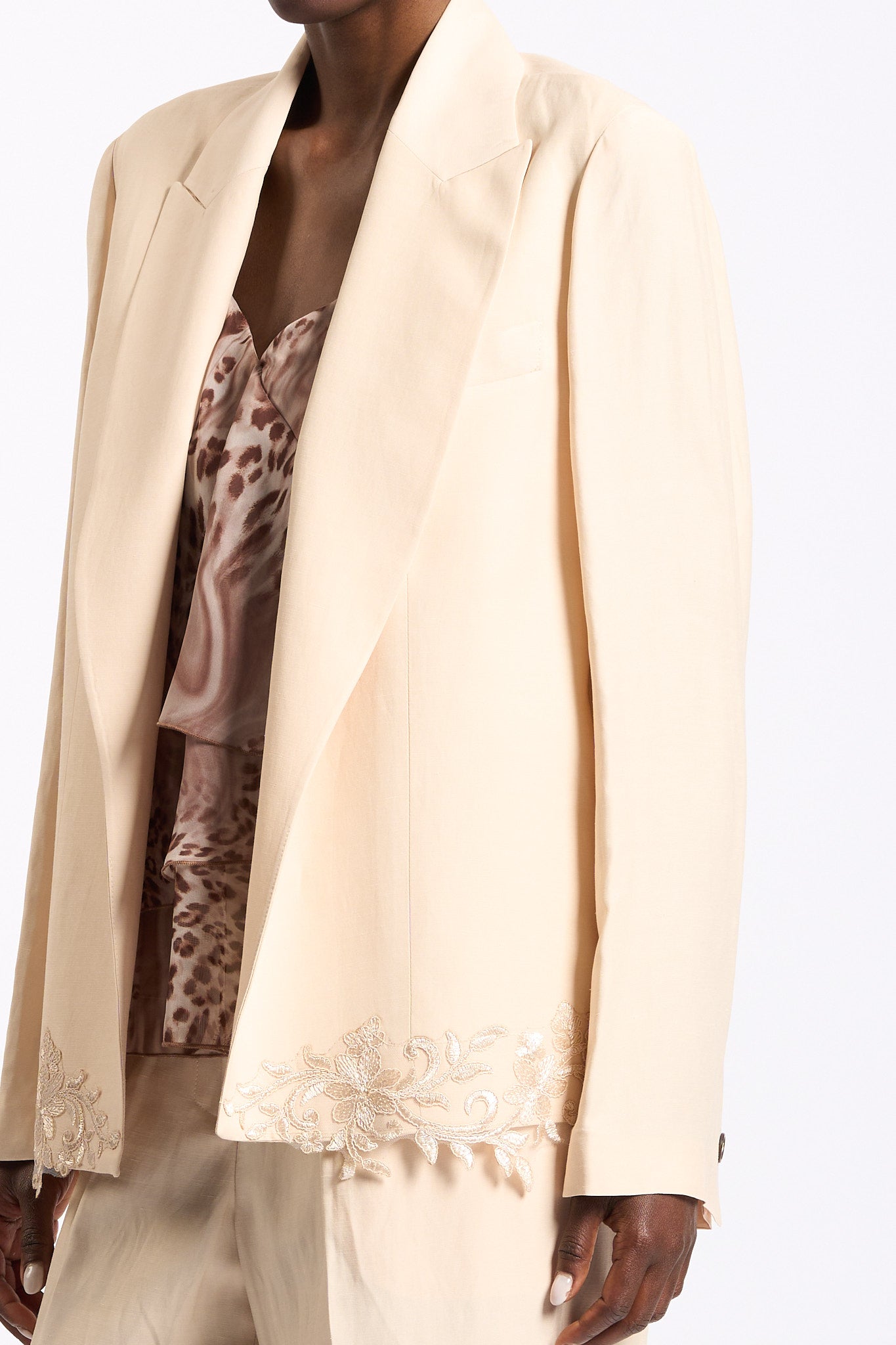Blugirl Giacca Lino e Satin Crema Donna-2