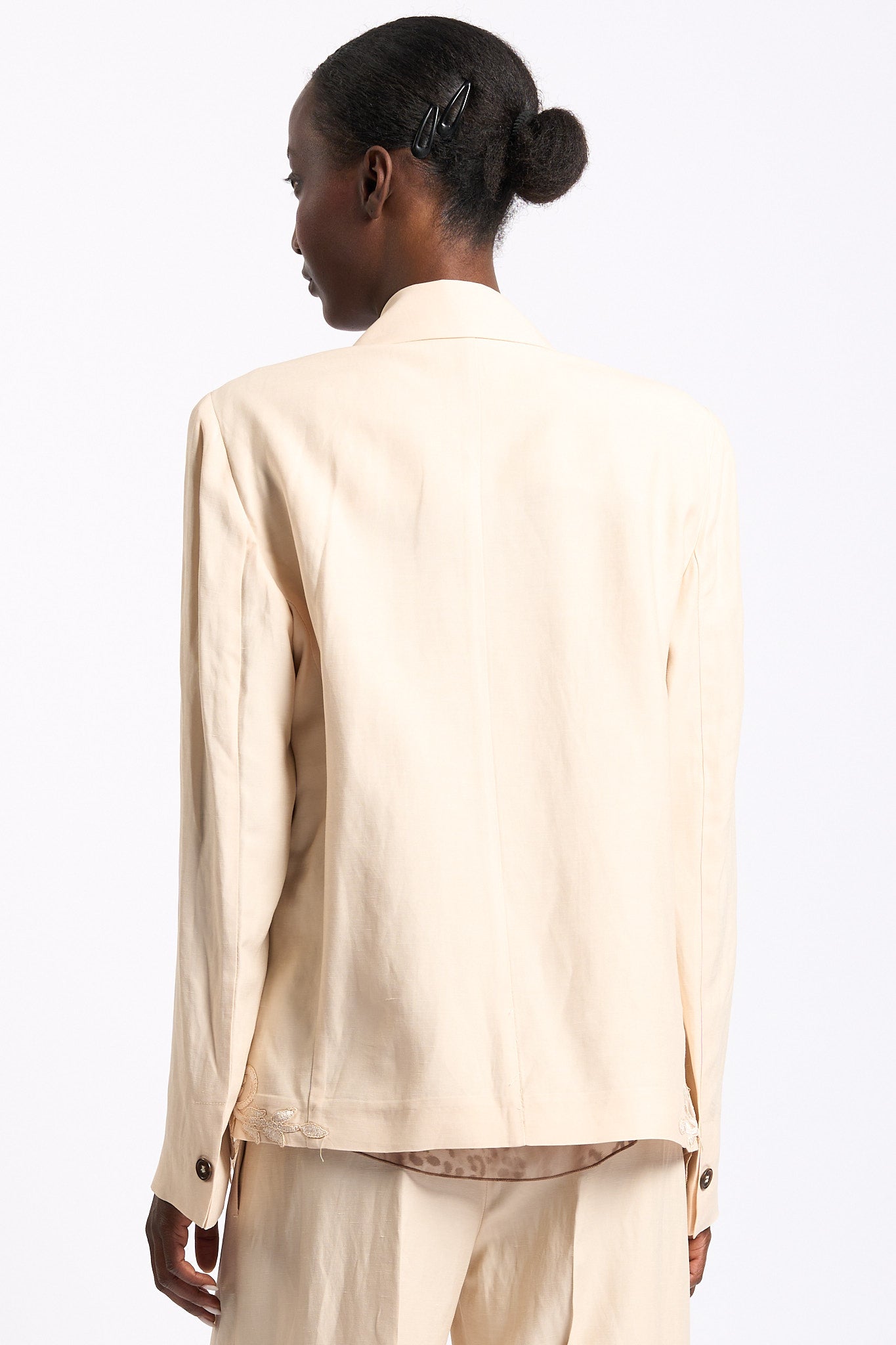 Blugirl Giacca Lino e Satin Crema Donna-5