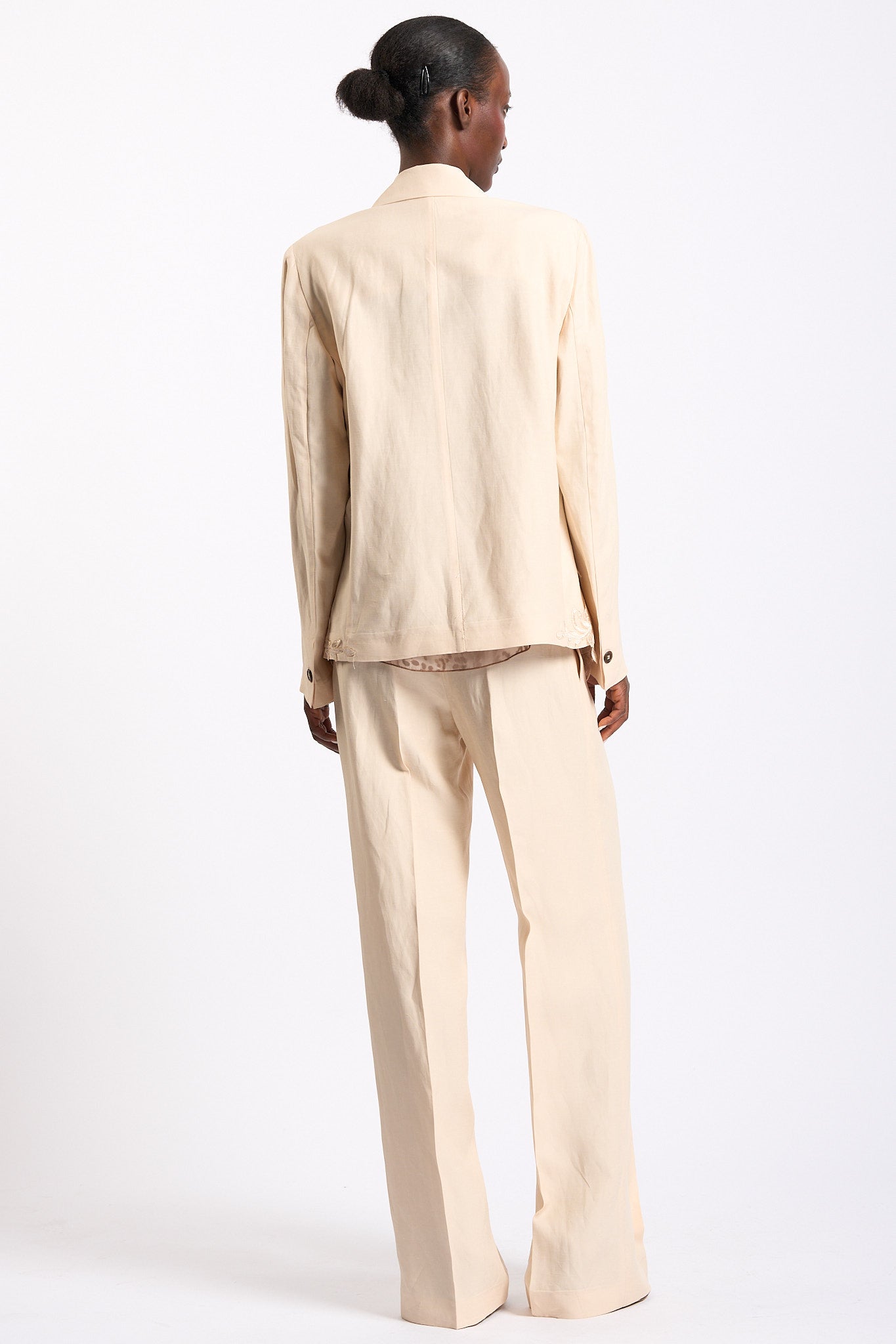 Blugirl Giacca Lino e Satin Crema Donna-6
