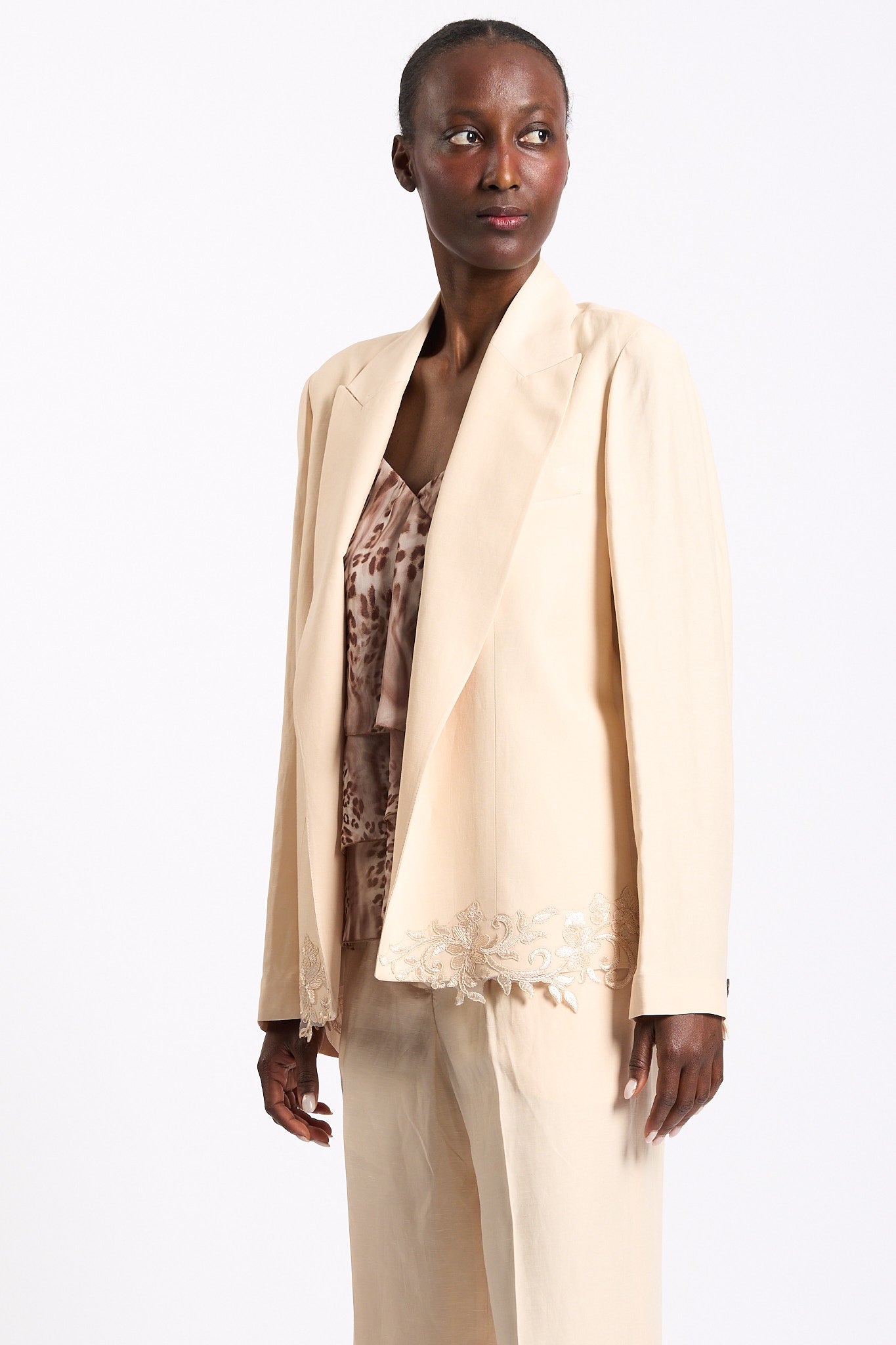 Blugirl Giacca Lino e Satin Crema Donna-7