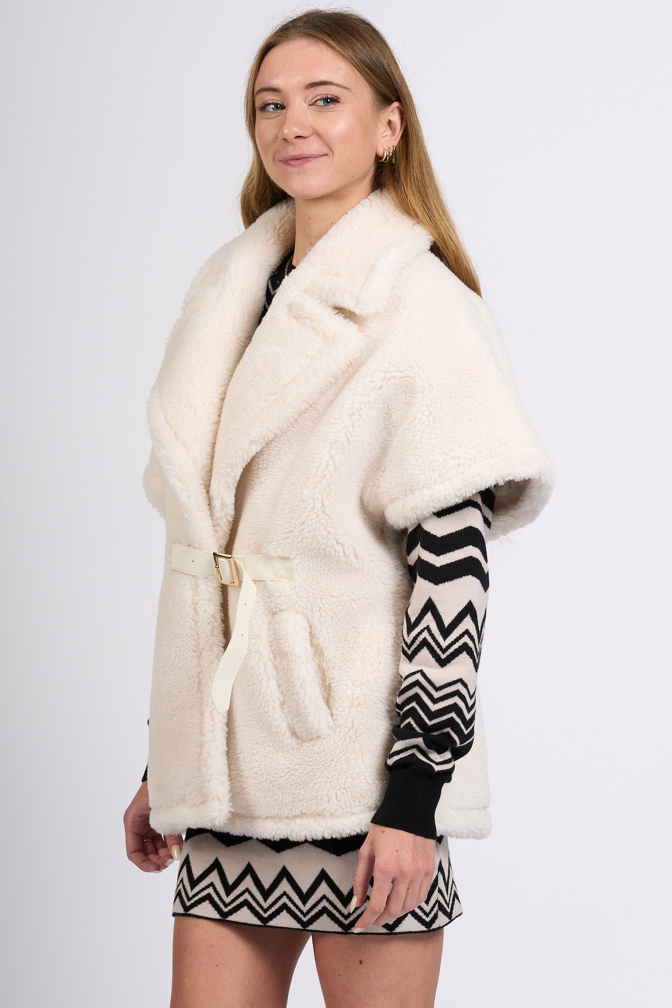 Blugirl Gilet Teddy Gesso Donna-3