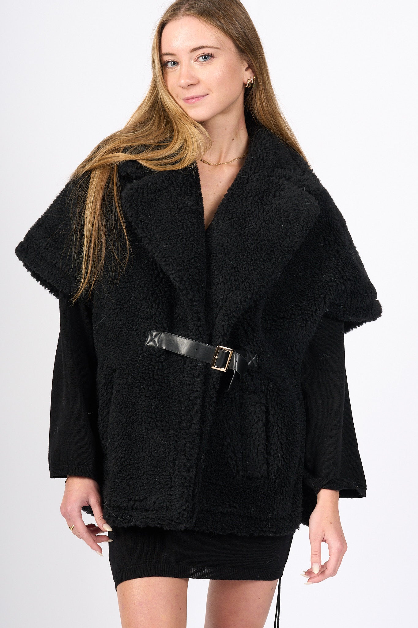 Blugirl Gilet Teddy Nero Donna-3