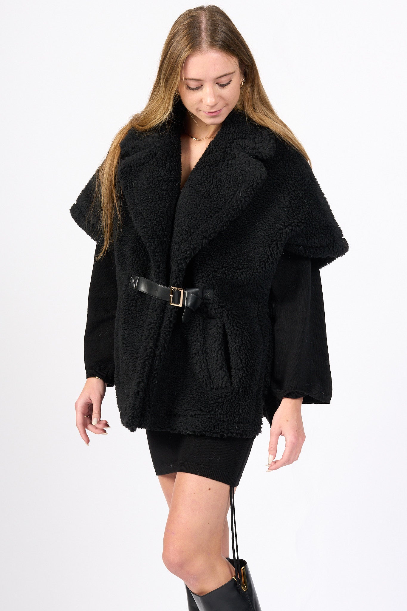 Blugirl Gilet Teddy Nero Donna-4