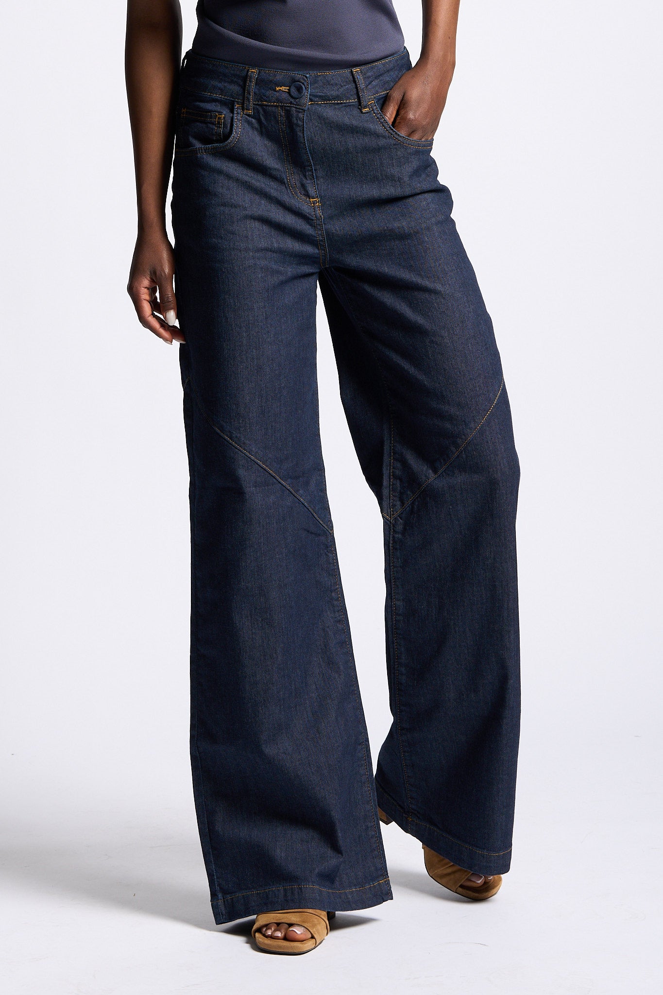 Blugirl Jeans Wide Leg Blu Scuro Donna-1