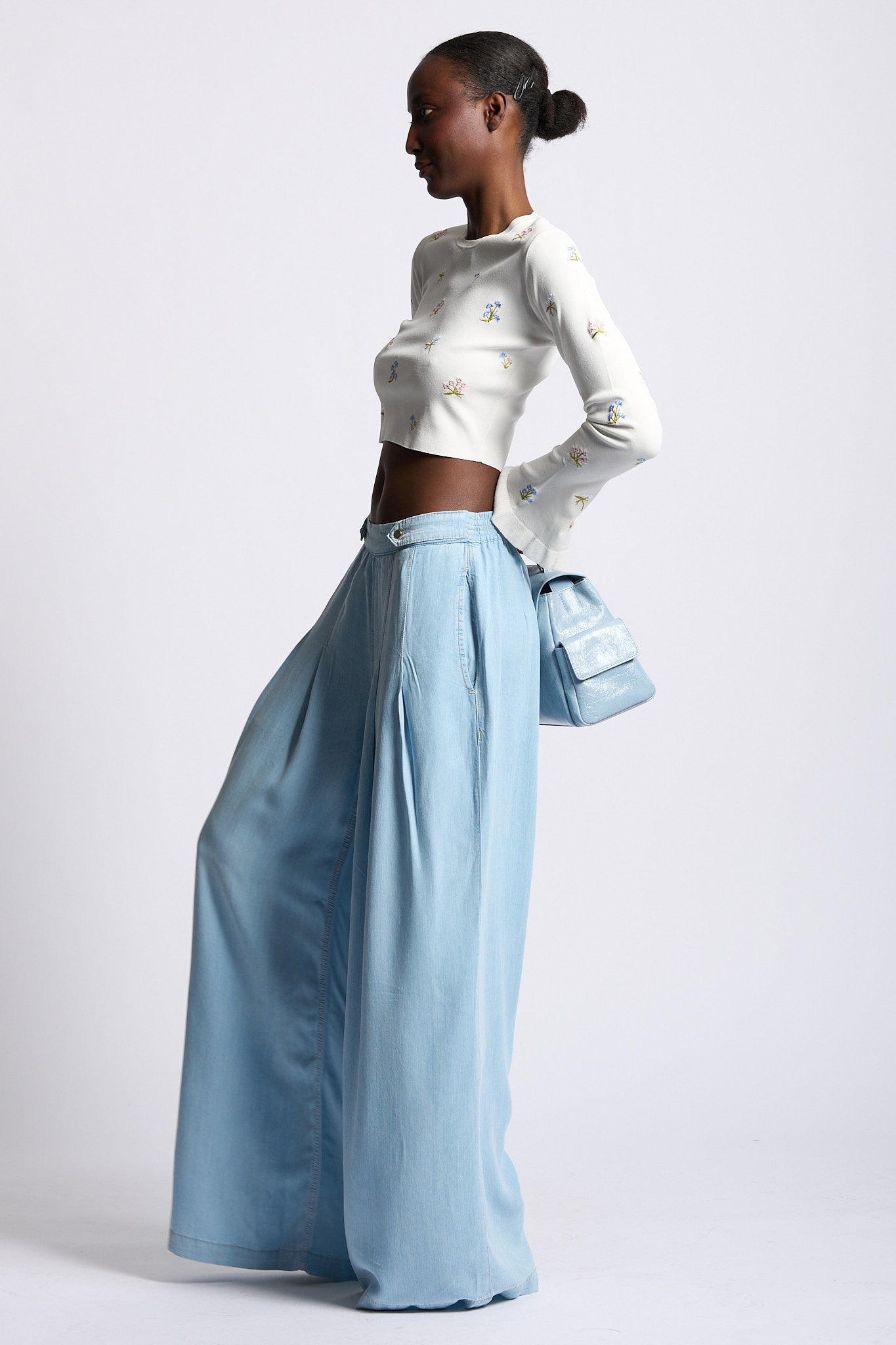 Blugirl Maglia Cropped con Fiori Bianco Donna-2