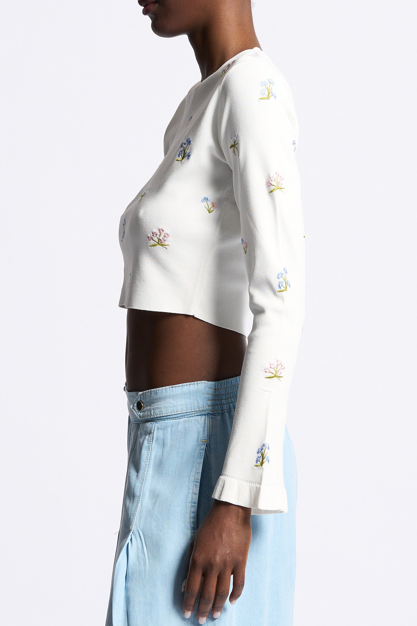 Blugirl Maglia Cropped con Fiori Bianco Donna-3