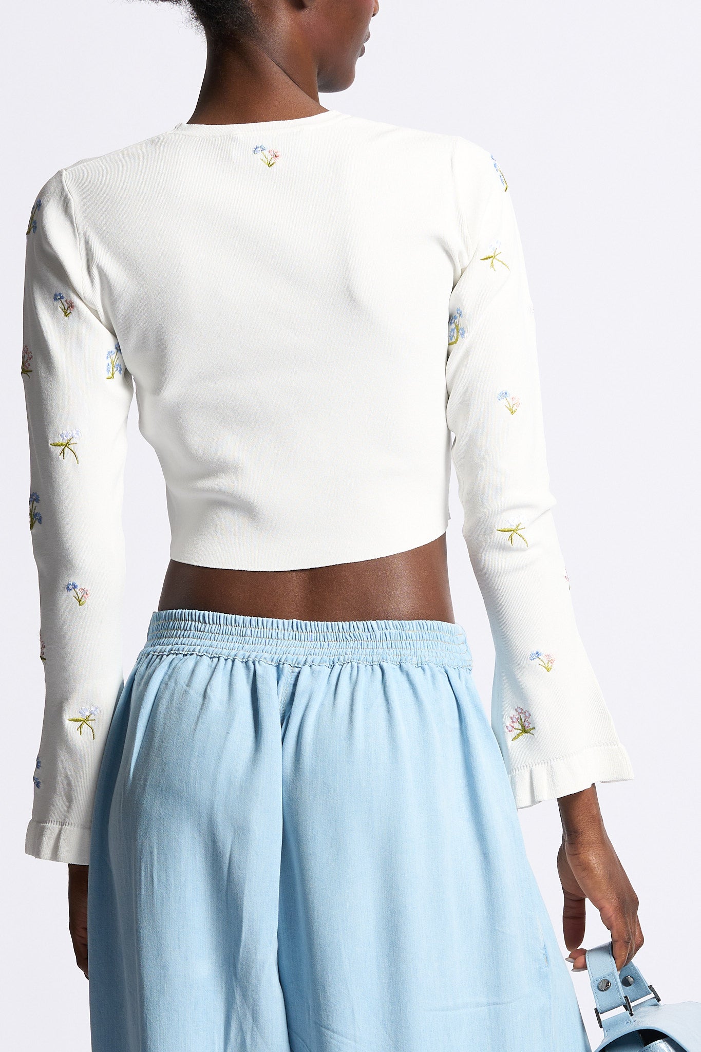 Blugirl Maglia Cropped con Fiori Bianco Donna-7