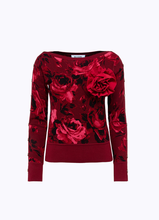 Blugirl Double Flowers Red Women's Sweater-5