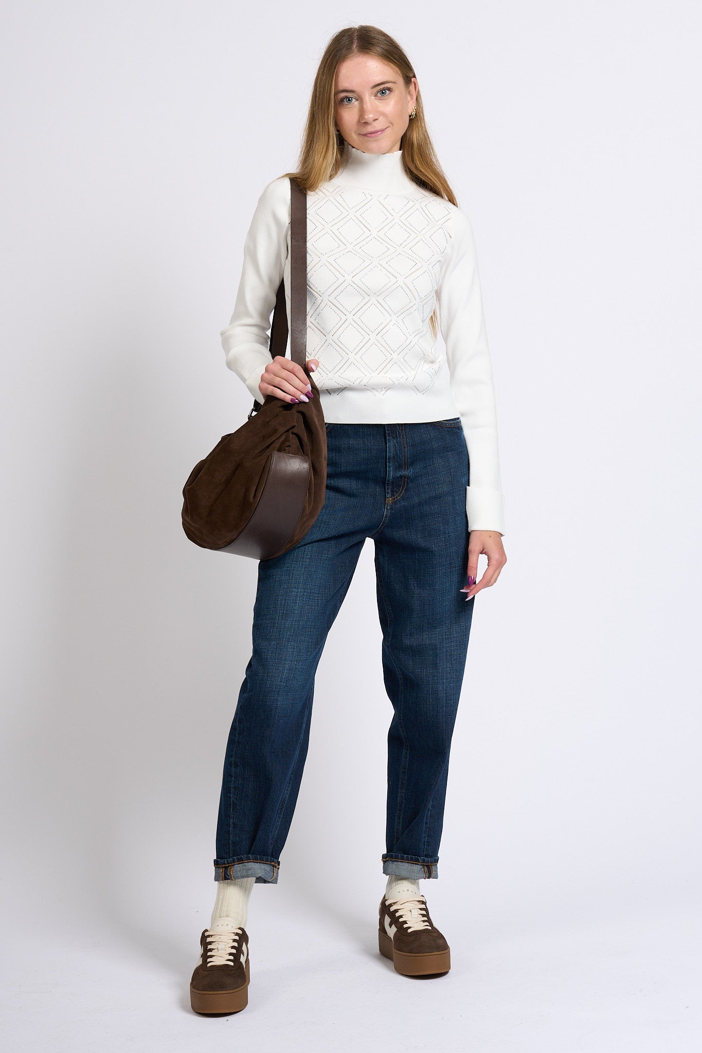 Blugirl Maglia Lupetto con Strass Bianco Donna-6
