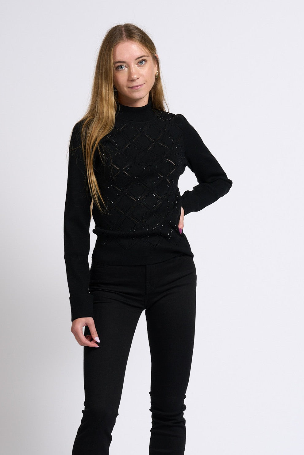 Blugirl Maglia Lupetto con Strass Nero Donna-8