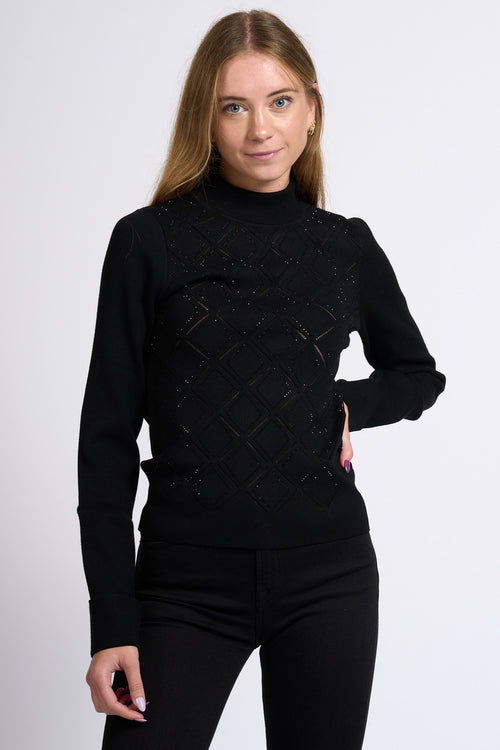Blugirl Maglia Lupetto con Strass Nero Donna
