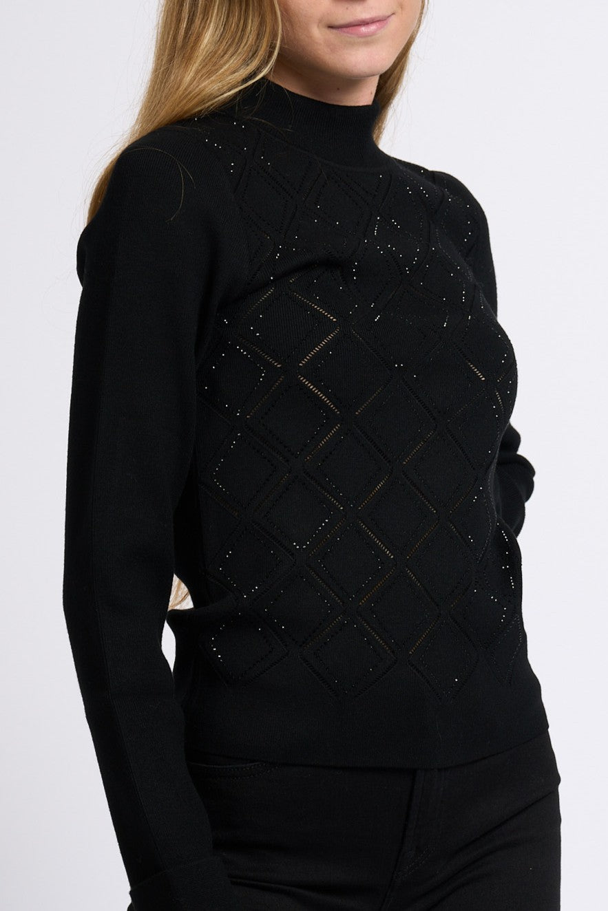 Blugirl Maglia Lupetto con Strass Nero Donna-5