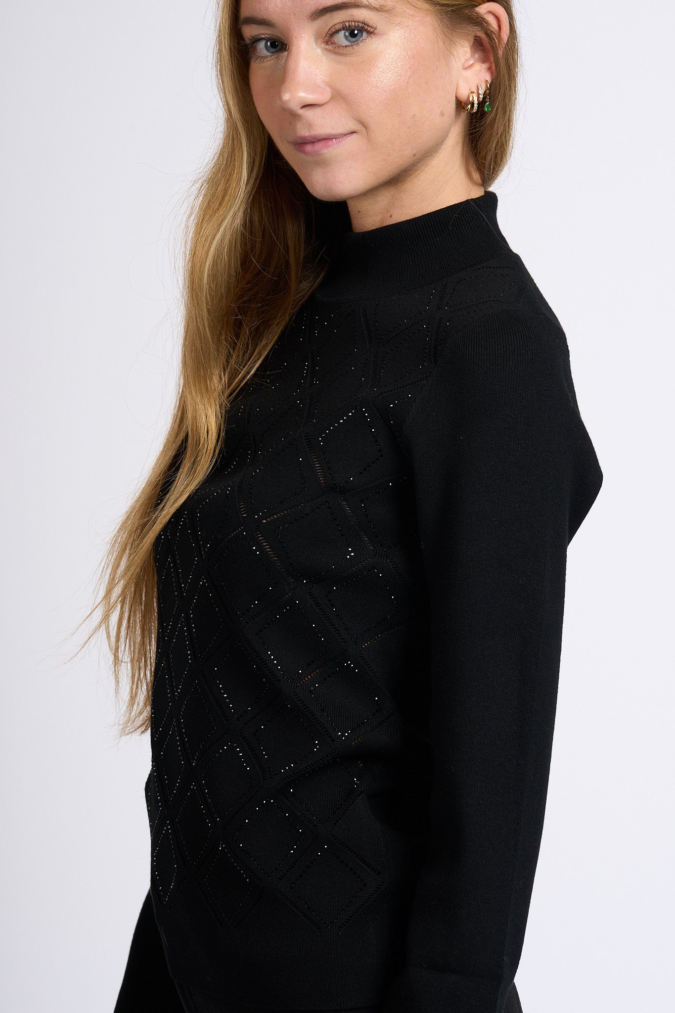 Blugirl Maglia Lupetto con Strass Nero Donna-4