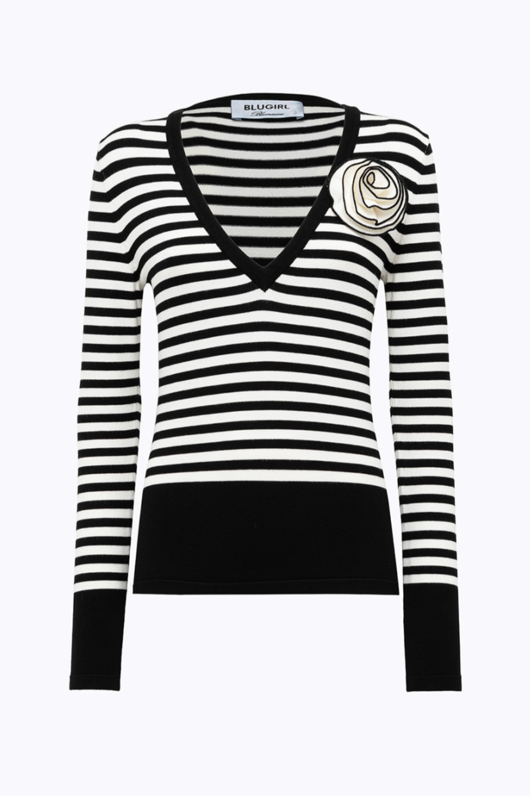 Blugirl Maglia a Righe con Spilla Bianco/Nero Donna-1