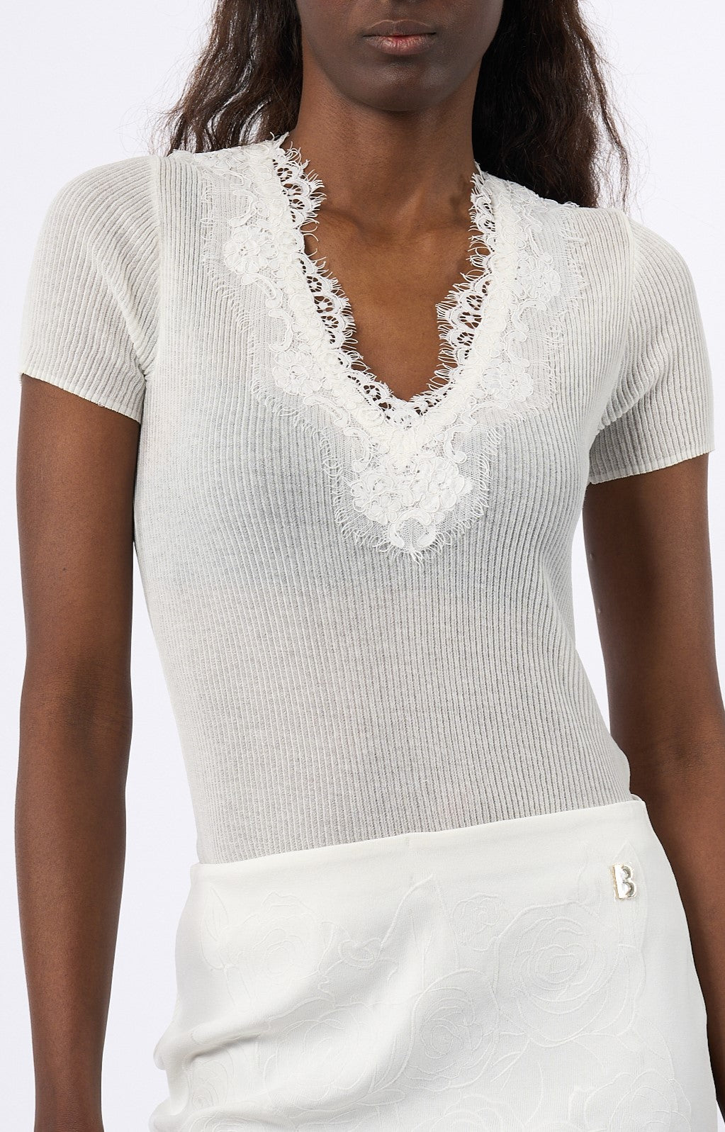 Blugirl Maglia con Pizzo Bianco Donna-1