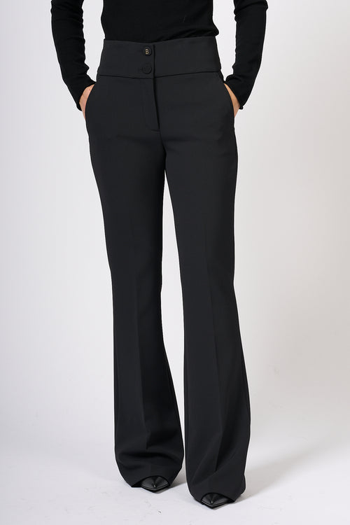 Blugirl Pantalone Flare in Crepe Nero Donna