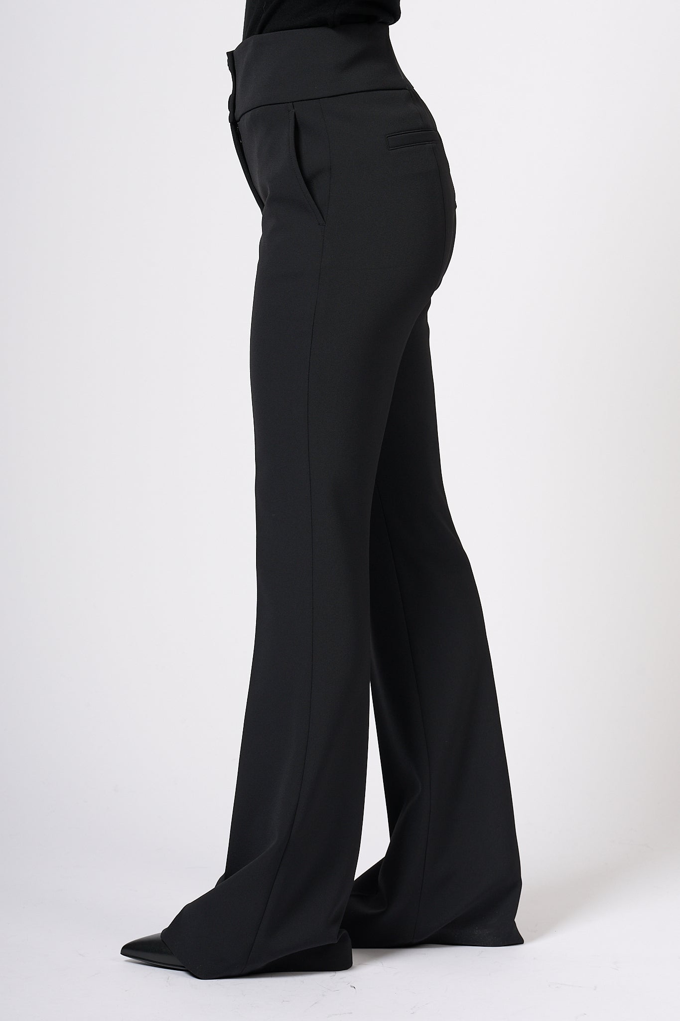 Blugirl Pantalone Flare in Crepe Nero Donna-5