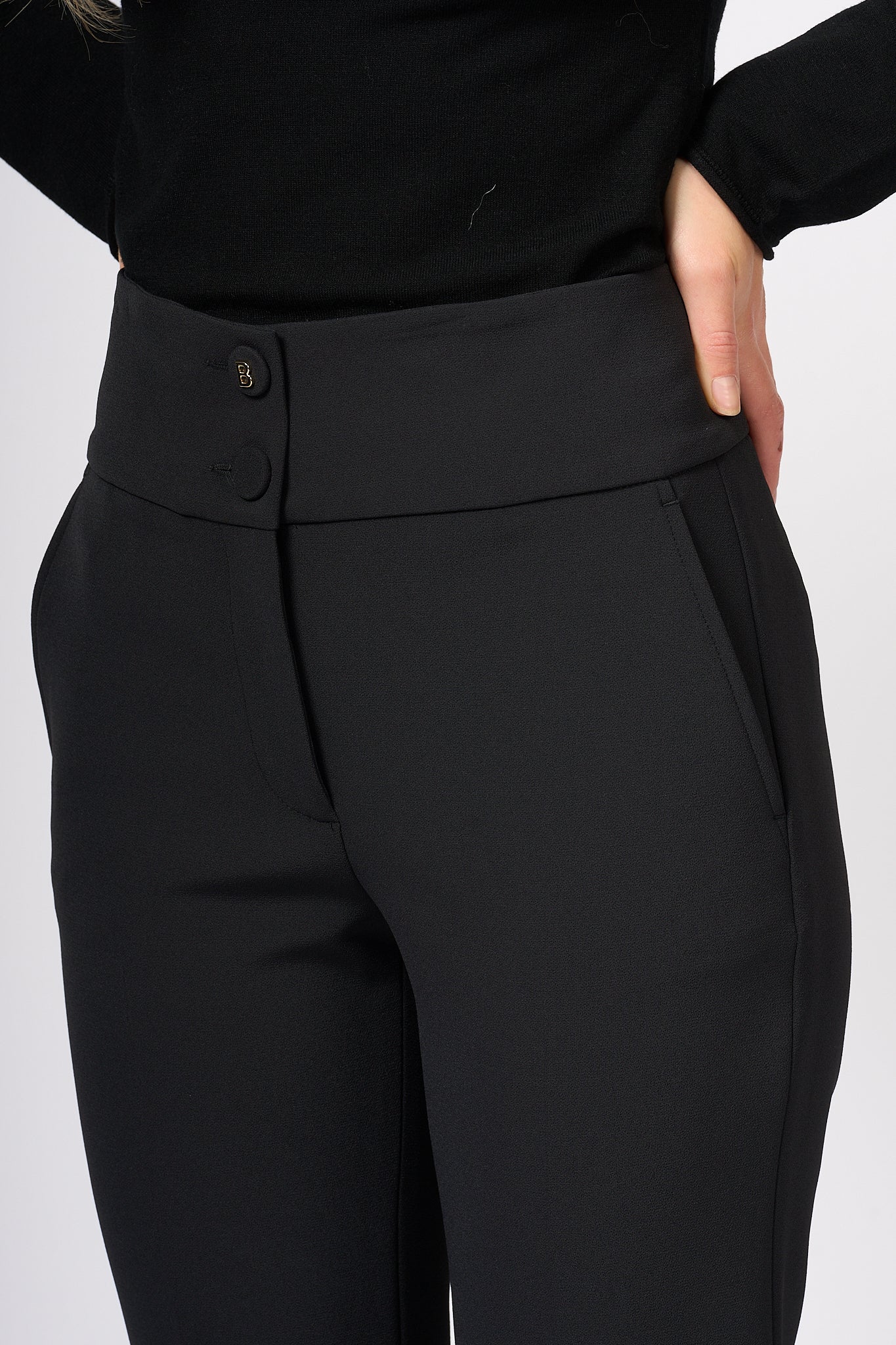 Blugirl Pantalone Flare in Crepe Nero Donna-6