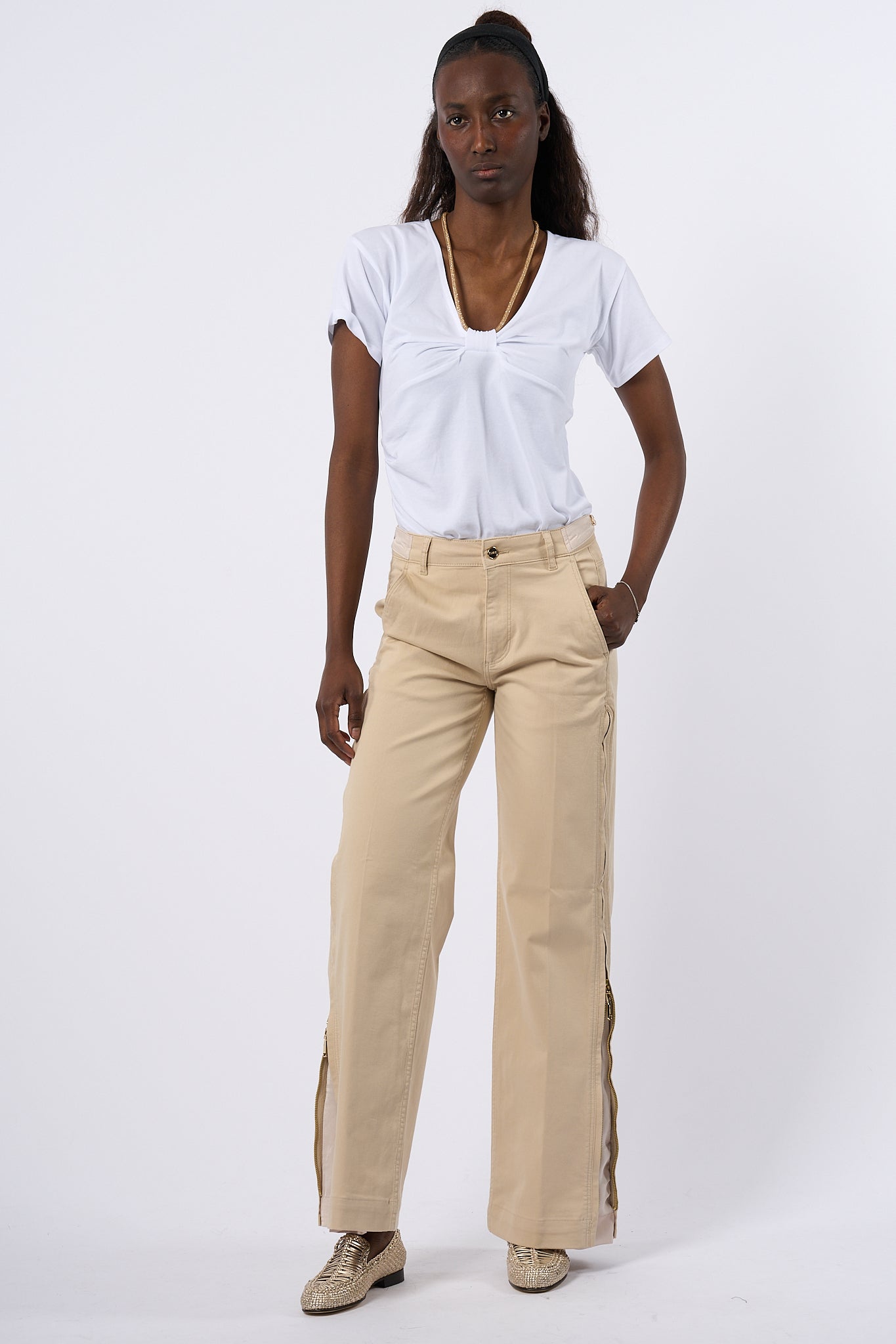 Blugirl Pantalone Inserto raso Beige Donna-6