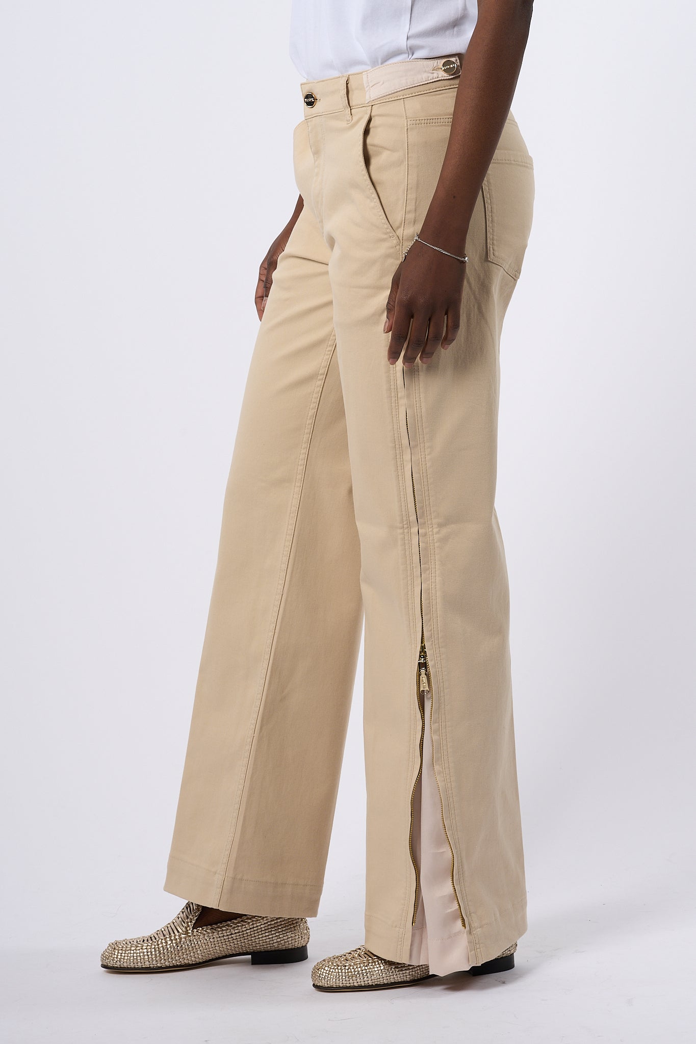 Blugirl Pantalone Inserto raso Beige Donna-4