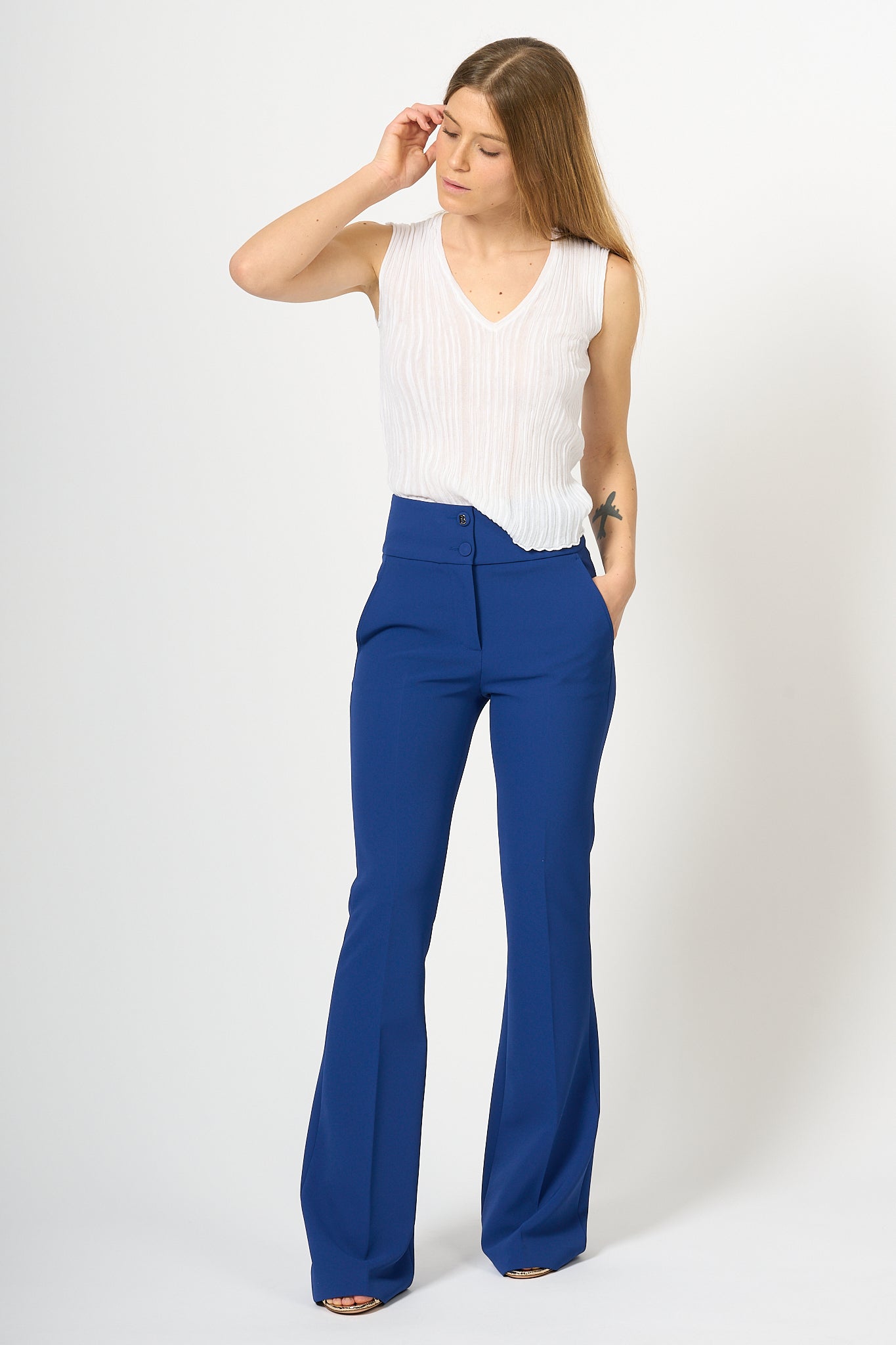 Blugirl Pantalone Zampa Blu Donna-4
