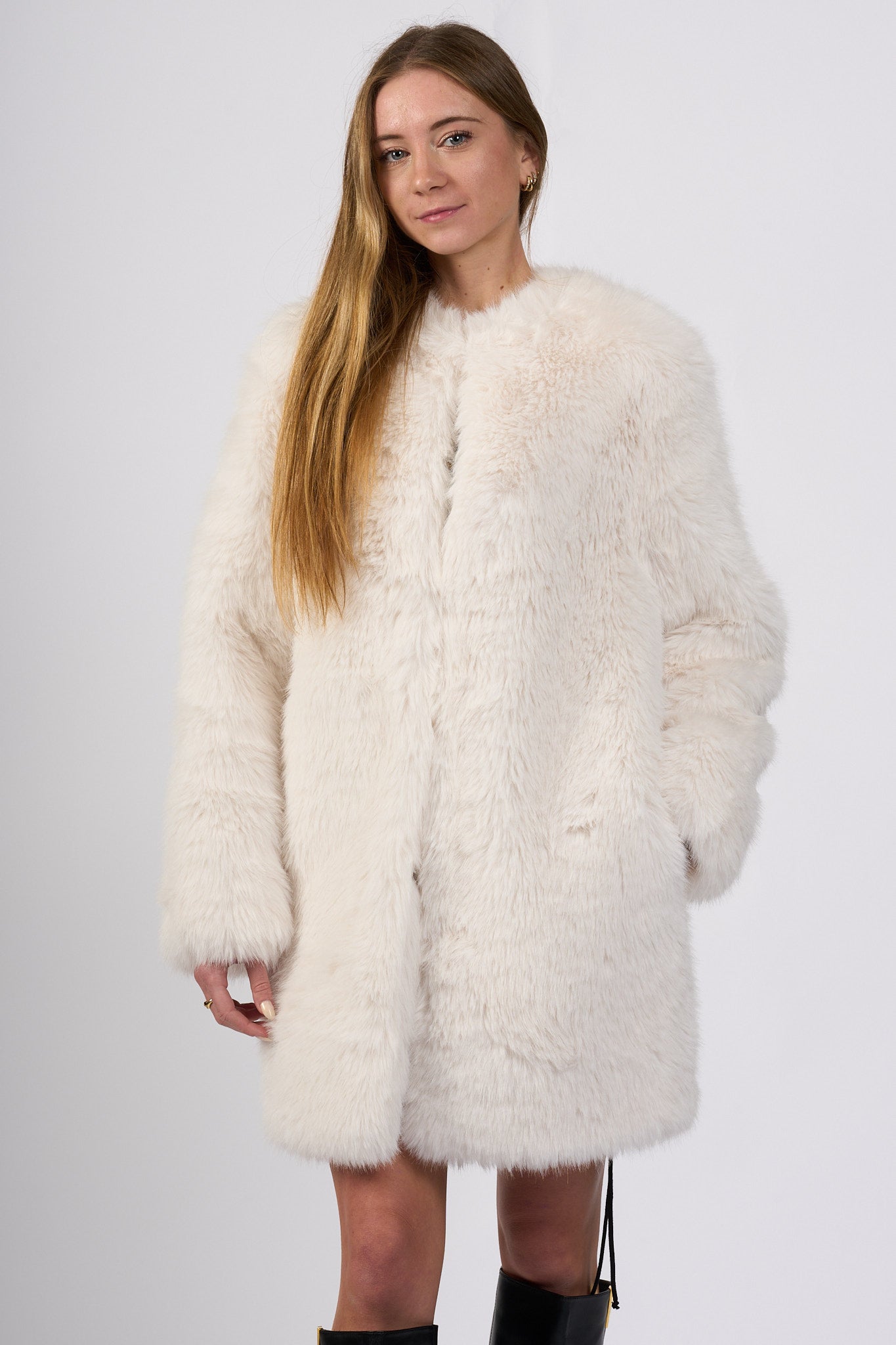 Blugirl Pelliccia Ecologica Bianco Donna-1