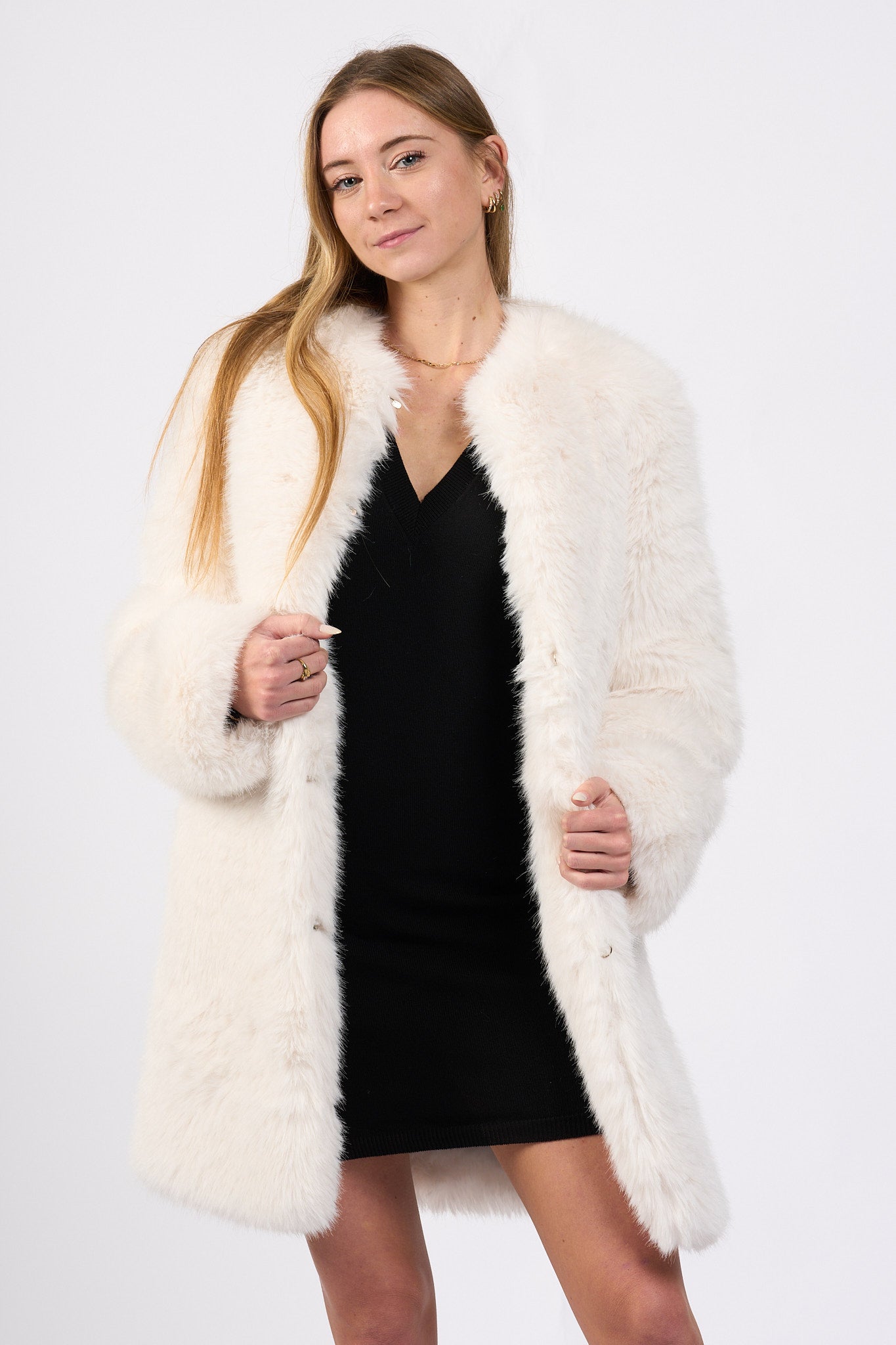 Blugirl Pelliccia Ecologica Bianco Donna-5